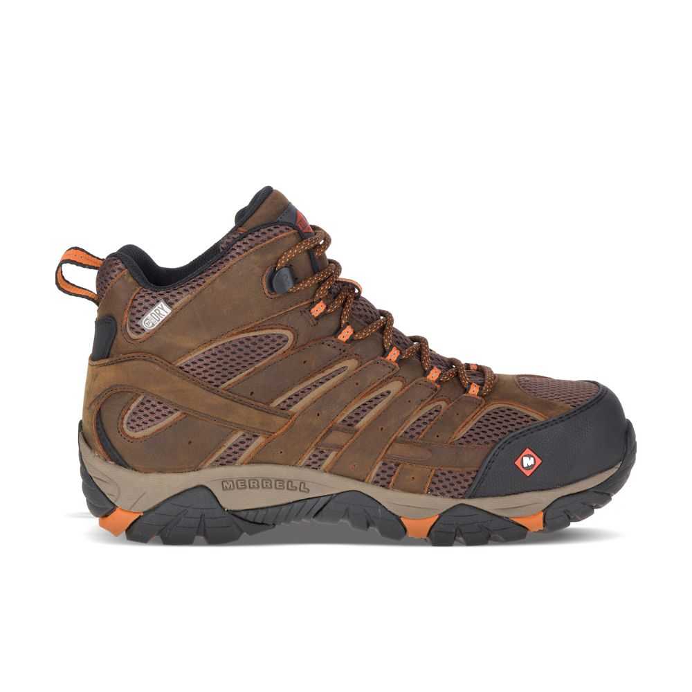 Brown Men's Merrell Moab Vertex Mid Waterproof Comp Toe Work Boots | Dubai-3625879