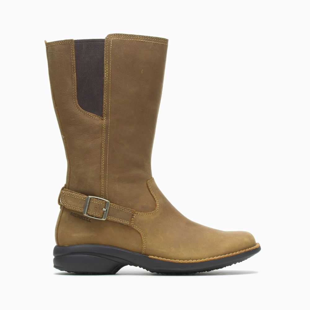 Brown Women's Merrell Andover Peak Waterproof Casual Boots | Dubai-6349021