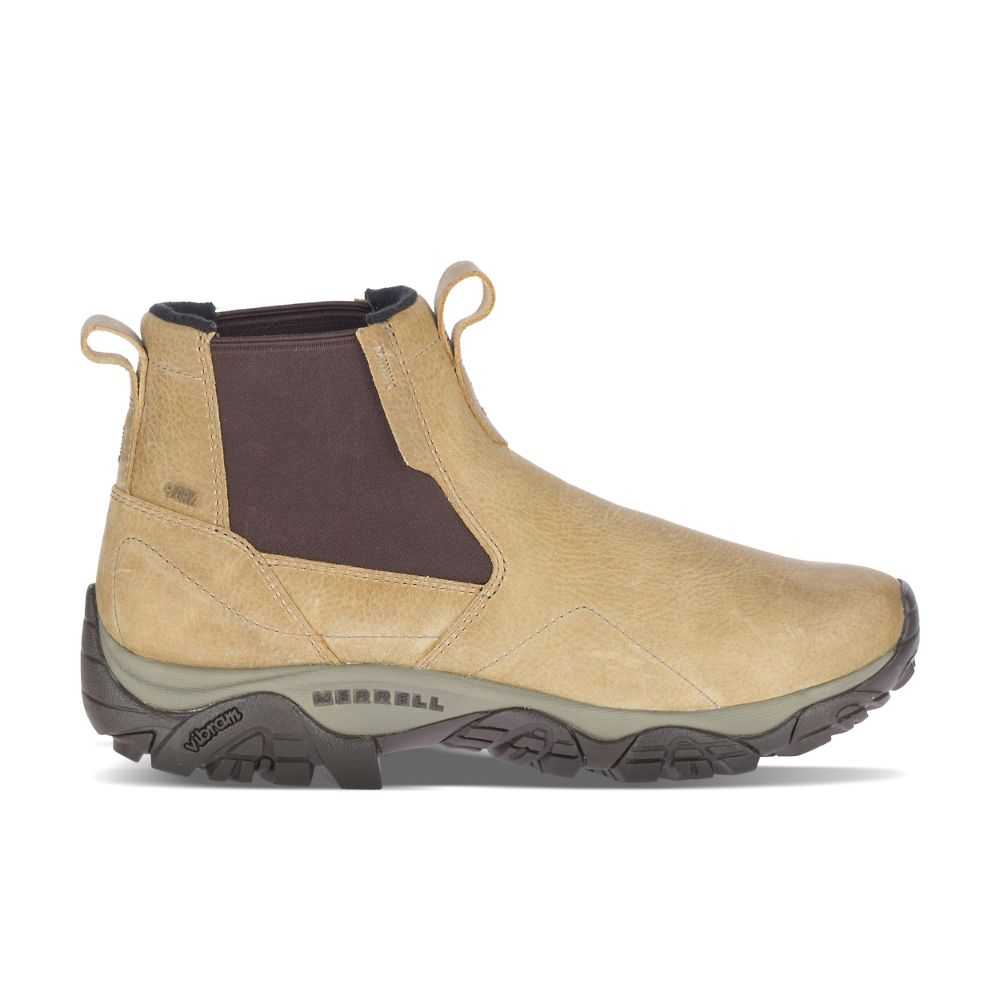 Brown Yellow Men's Merrell Moab Adventure Chelsea Polar Waterproof Winter Boots | Dubai-9218634