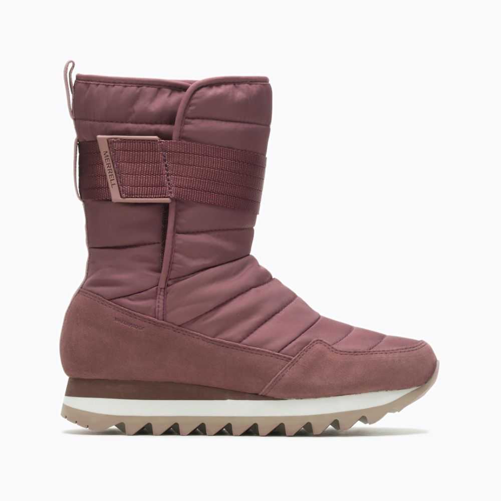 Burgundy Women's Merrell Alpine Tall Strap Polar Waterproof Winter Boots | Dubai-7148532