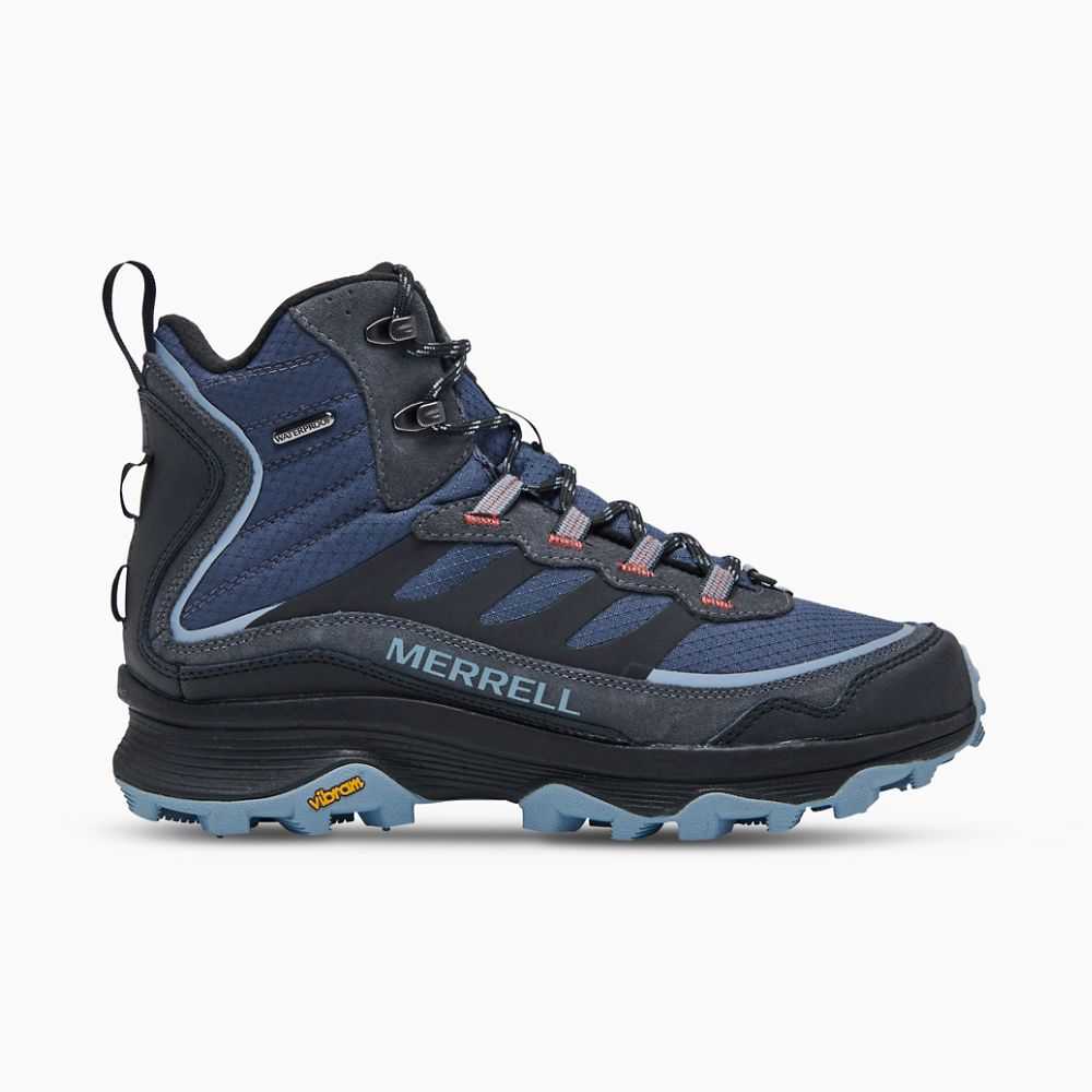 Dark Blue Men's Merrell Moab Speed Thermo Mid Waterproof Hiking Boots | Dubai-5743680