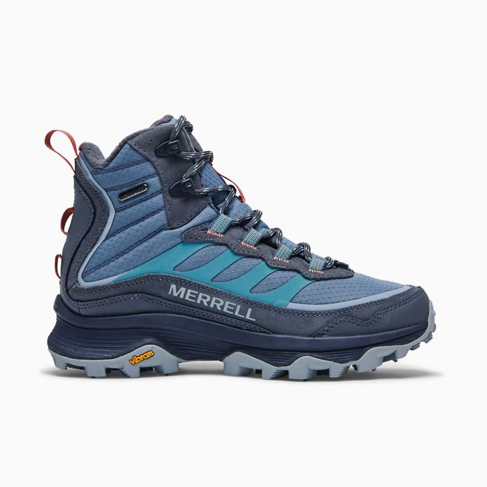 Dark Blue Women's Merrell Moab Speed Thermo Mid Waterproof Hiking Boots | Dubai-3721860