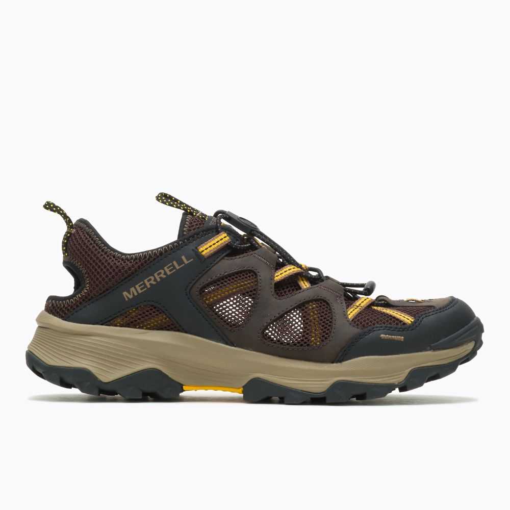 Dark Brown Men's Merrell Speed Strike Leather Sieve Sandals | Dubai-1806279