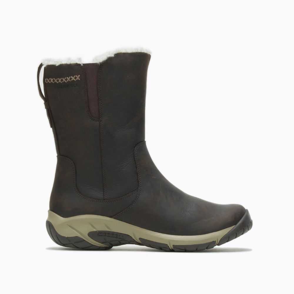 Dark Brown Women's Merrell Encore 4 Tall Zip Polar Waterproof Wide Width Winter Boots | Dubai-4390867