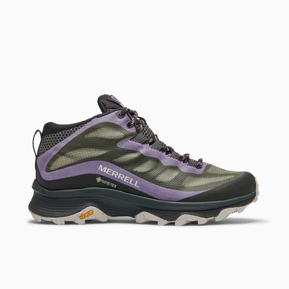 Dark Green Women's Merrell Moab Speed Mid GORE-TEX® Hiking Boots | Dubai-9843712