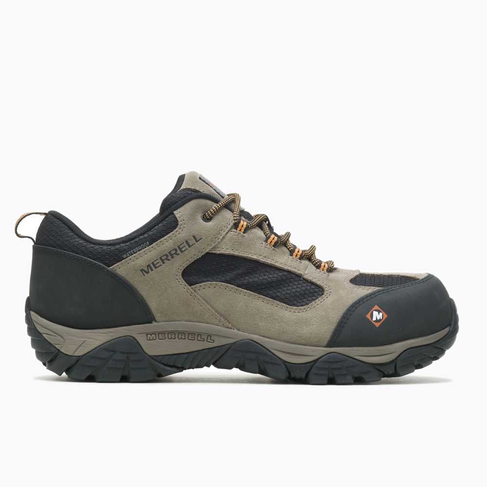 Dark Grey/Light Brown Men's Merrell Moab Onset Waterproof Comp Toe Work Shoes | Dubai-7492531