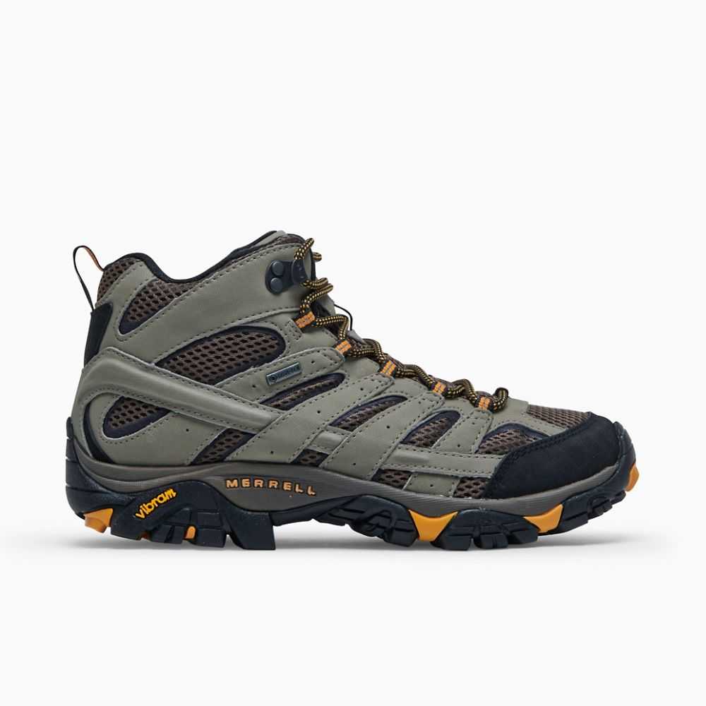 Dark Grey/Light Brown Men's Merrell Moab 2 Mid GORE -TEX® Wide Width Hiking Boots | Dubai-9840276