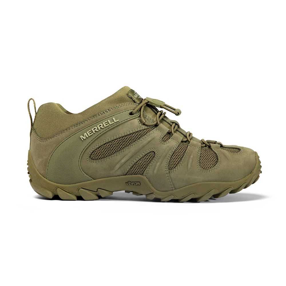 Dark Olive Men's Merrell Cham 8 Stretch Tactical Work Shoes | Dubai-7390258