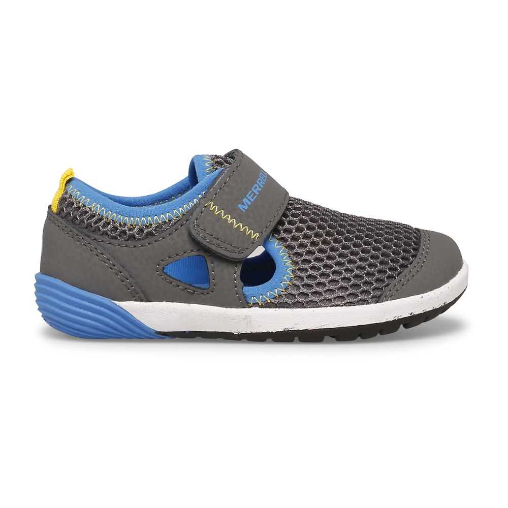 Grey/Black/Royal Boys' Merrell Bare Steps® H2O Sneakers | Dubai-2793186