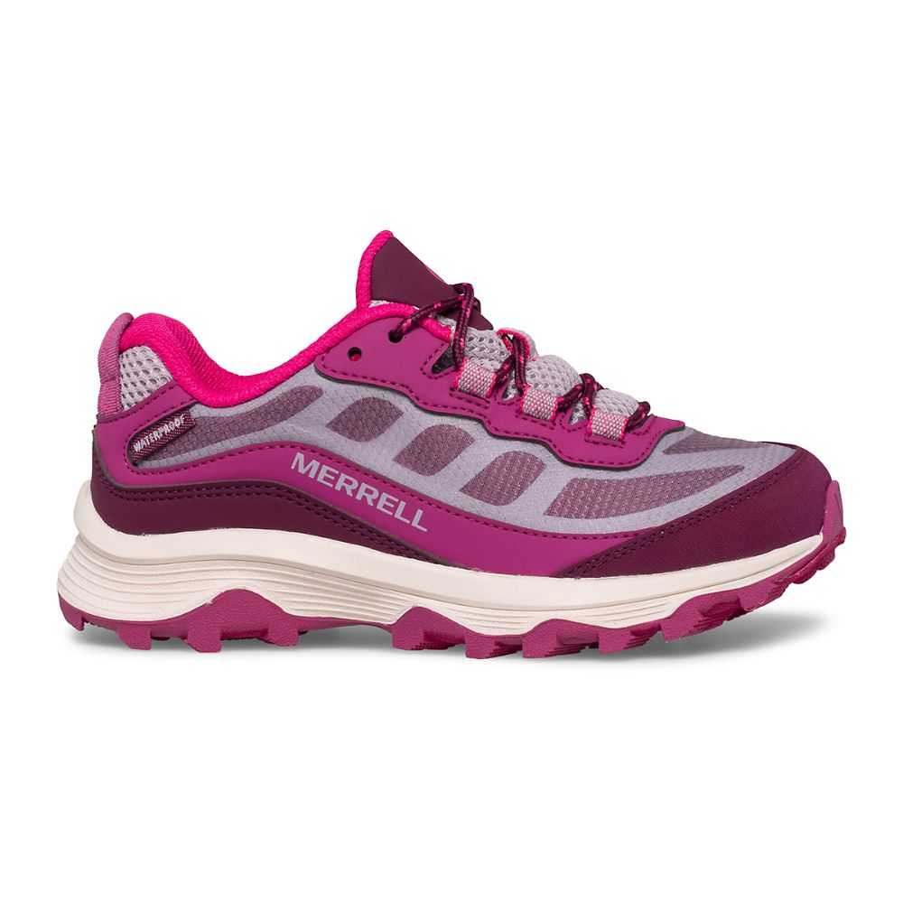 Grey/Fuchsia Boys' Merrell Moab Speed Low Waterproof Sneakers | Dubai-7984256