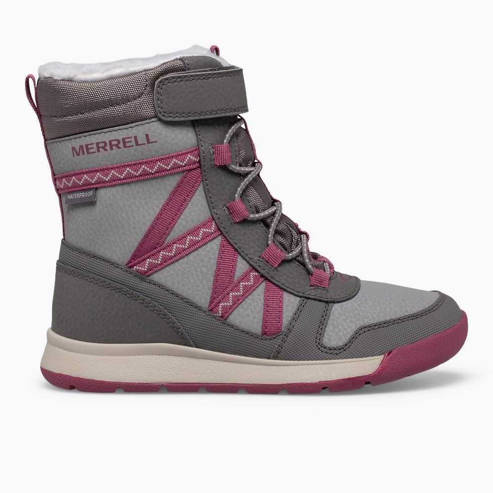 Grey/Fuchsia Girls' Merrell Snow Crush 2.0 Waterproof Boots | Dubai-5039628