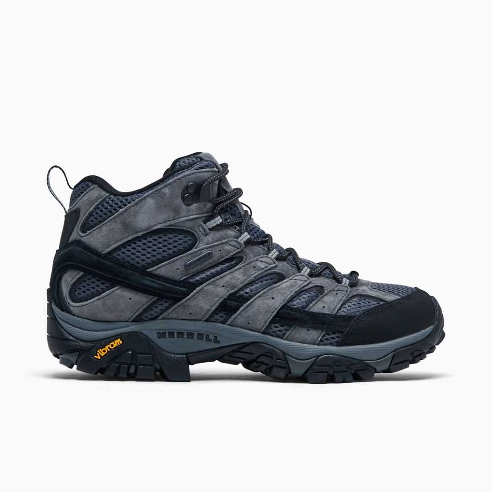 Grey Men's Merrell Moab 2 Mid Waterproof Wide Width Hiking Boots | Dubai-5749183