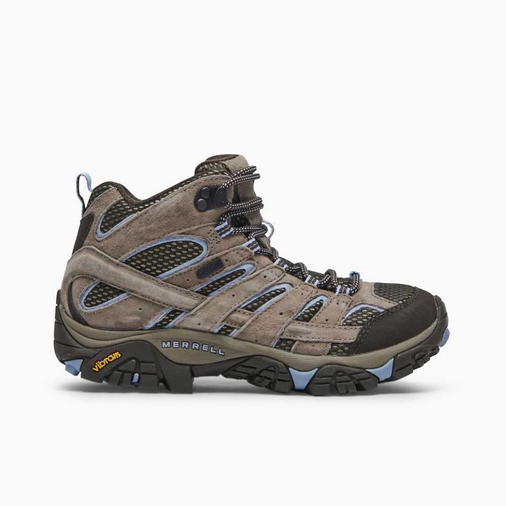 Grey Women's Merrell Moab 2 Mid Waterproof Hiking Boots | Dubai-0425379