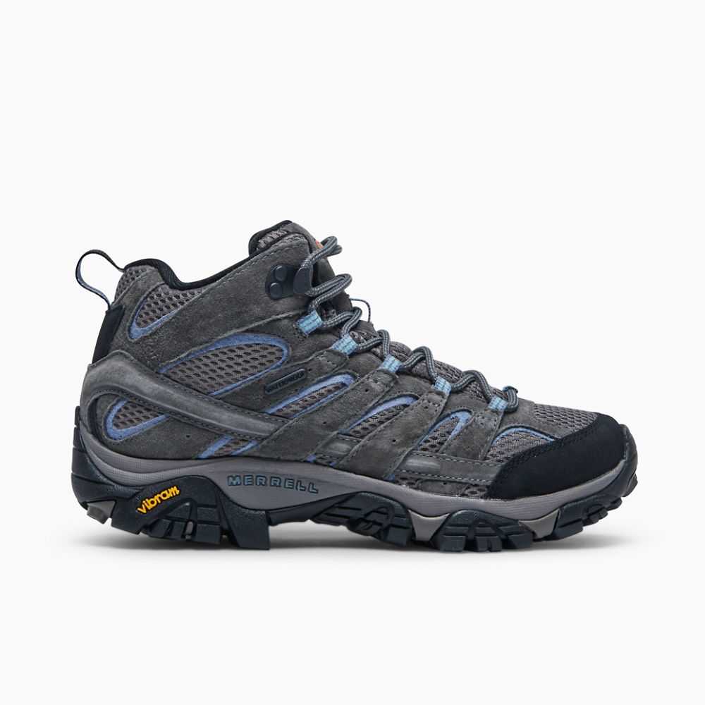 Grey Women's Merrell Moab 2 Mid Waterproof Wide Width Hiking Boots | Dubai-2086351