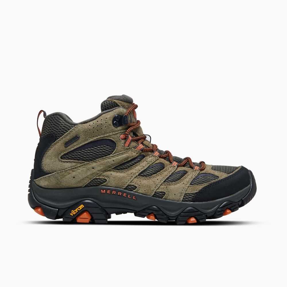 Olive Men's Merrell Moab 3 Mid Waterproof Hiking Boots | Dubai-3265498