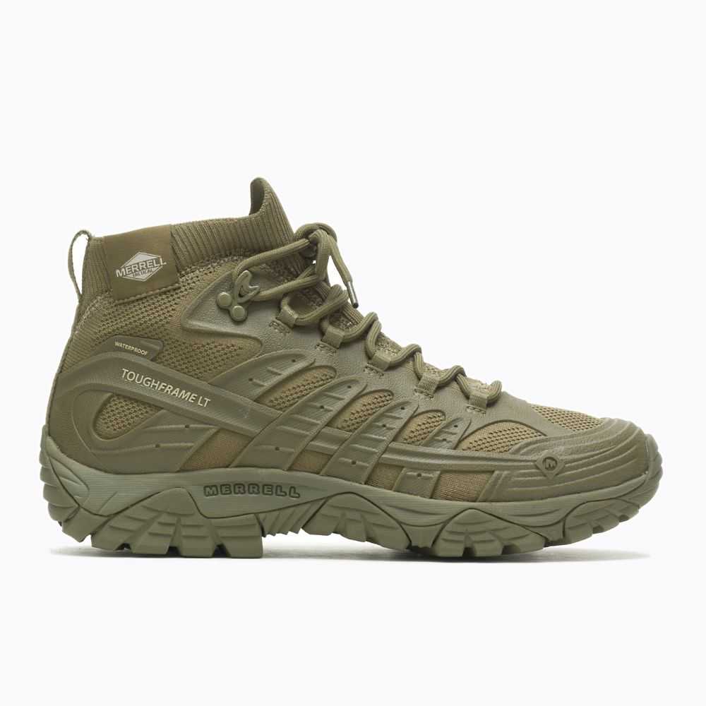 Olive Men's Merrell Moab Velocity Tactical Mid Waterproof Work Boots | Dubai-4317592