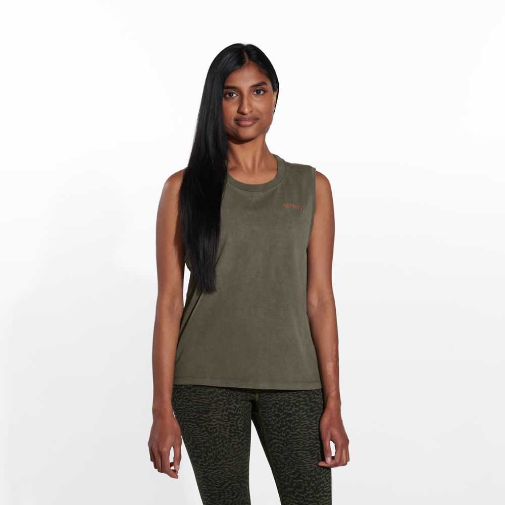 Olive Women's Merrell Sunbaked Tank Tops | Dubai-6914573